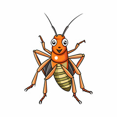 cricket cartoon isolated on white background