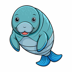 dugong cartoon vector