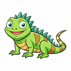 green iguana on white