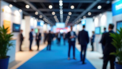 Event trade show backdrop - bokeh lights. Business - booth display.