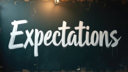 Word "Expectations" displayed on a blackboard.