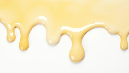 Drops of oily liquid and milk are falling against a background.