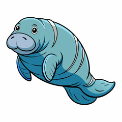 manatee cartoon vector