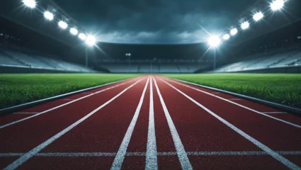 Fototapeten Empty running track within a stadium © ArtificialHorizons