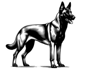 Hand drawn Malinois in full-body, vector sketch isolated on white background, SVG vector	
