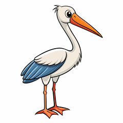 stork on a white background