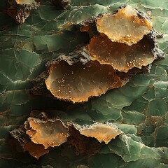 Obraz premium Onyx Geodes on Green Marble Slab