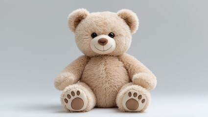 Obraz premium Cute Teddy Bear Positioned On White Background