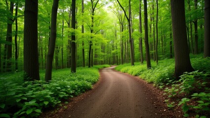 Obraz premium Woods pathway in Effigy Mounds National Monument