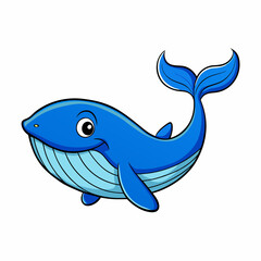 vector illustration of whale blue