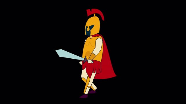 Cartoon Flat Spartan Walking 4k is suitable for use as your video elements and others.