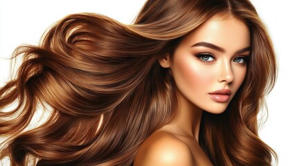 Naklejka premium High-resolution images of natural brown hair strands are created using advanced scanning and digital manipulation techniques in the brown hair texture background technology