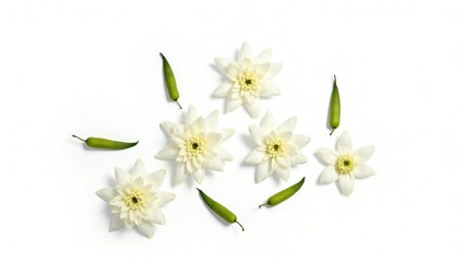 Obraz premium Group of Jasmine flowers blooming against a white background, with clipping path.