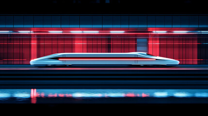 Pixel Art Futuristic Train In Neon Underground Station