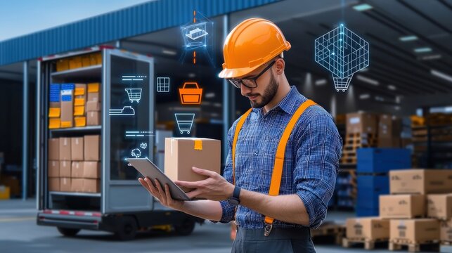 E-commerce professionals optimizing supply chain management, using AI-powered analytics to enhance logistics, inventory tracking, and delivery efficiency . - Powered by Adobe