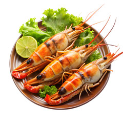 shrimps on a white plate