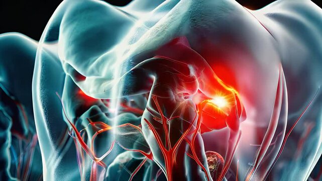 虫歯の痛みの赤フラッシュ視覚表現と透過イメージ1
