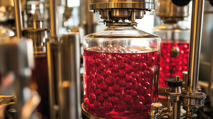 Advanced Research Setup in a Bioreactor with Bubbling Red Solution for Monitoring Purposes