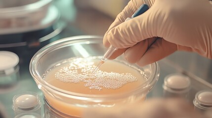 Researcher Monitoring Bioreactor Filled with Bubbles in Laboratory Setting for Experimentation