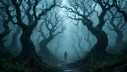 Dark Forest Path Mysterious Foggy Woods