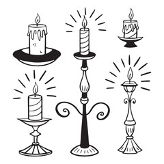 illustration Unique Candle Design Silhouette Style Flame Shape Elements