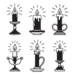 illustration Unique Candle Design Silhouette Style Flame Shape Elements
