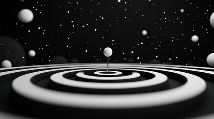 Fototapeta premium A target with concentric circles and a pin in the outermost ring, representing the difficulty of achieving a specific objective.