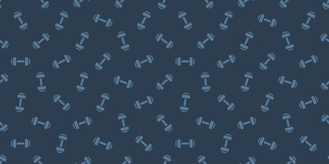 Fitness seamless pattern, gym exercise equipment seamless black pattern, seamless dumbbells pattern, healthy sport background, vector illustration