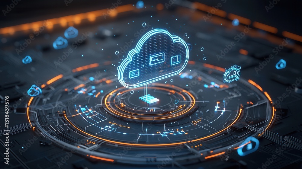 Poster a futuristic digital depicting a glowing cloud like data visualization and digital connectivity the 