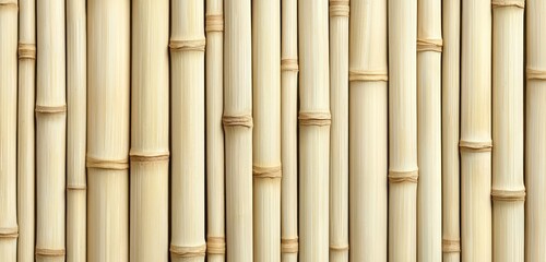 Naklejka premium Eco-friendly vertical bamboo slats in light tones, adding warmth and depth.