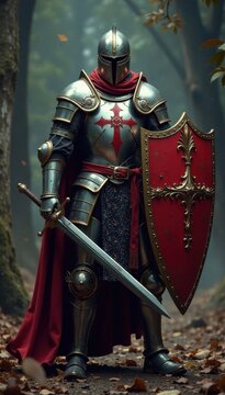Knight wears sword and shield , warriors, armor, knights