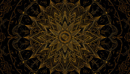 Golden Mandala Art Abstract Black  Gold Design