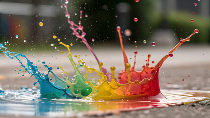 colorful splashes on a white