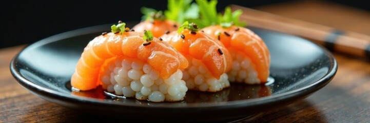 A plate of sushi with a single fish icon on top , food icon, fish icon, ocean