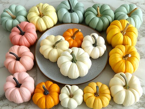 Pastel Pumpkins Autumn Tabletop Display