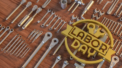 The Labor Day and tool for Holiday concept 3d Rendering.