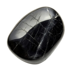 Polished Black Tourmaline Stone Isolated on Transparent Background