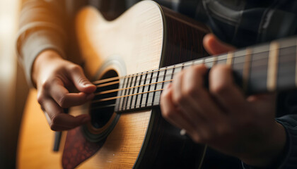 Fototapeta premium Acoustic Guitar Playing CloseUp