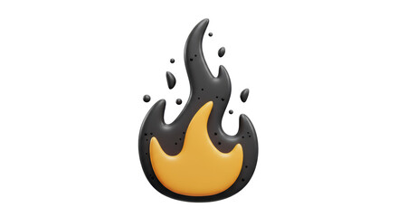 Isolated Black and Gold Flame