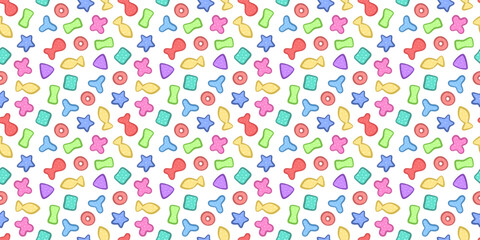 doodle pet food pattern background. packaging pattern of pets food. doodle of pet food seamless pattern background. kitten food pattern background.