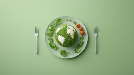 Sustainable Earth A Futuristic Vision of Eco Friendly Living on a Thriving Global Ecosystem  A digital artwork depicting a plate representing the Earth