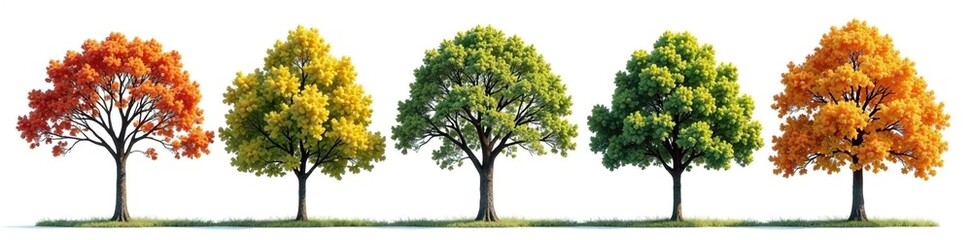 Fototapeta premium Isolated trees with branches on white background, isolated, nature