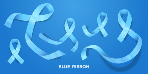 Blue Ribbon. Great for graphic design, element, banners, posters, social media and more. Blue background.