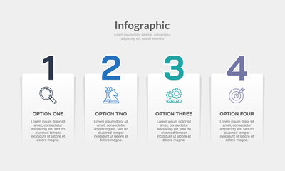 Infographic Numbers 4 Options To Lead Your Business To Success. Presentation, Report, Plan and Strategy. Vector illustration.