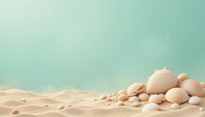 A Seashell Display That Evokes Warmth and Nostalgia. Generative AI illustration