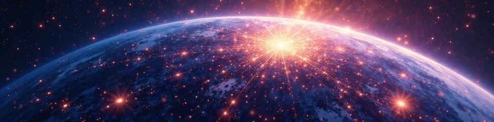 Obraz premium Celestial sphere with holographic texture , glow, texture, sphere