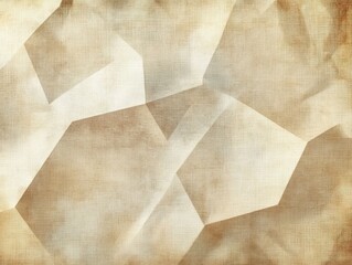 Scandinavian Beige Low-Poly Triangle Background with Linen Texture