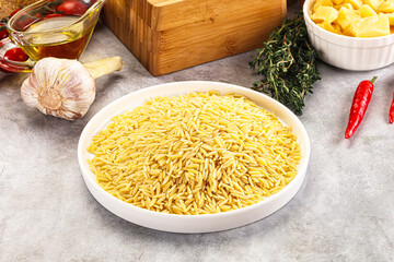 Italian raw dry pasta risoni
