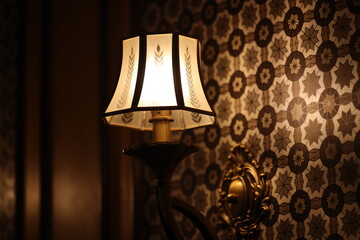 A simple lamp mounted on the wall of a room, providing light.