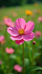 Fototapeta premium Single flower or blossom in a field, bloom, landscape, nature